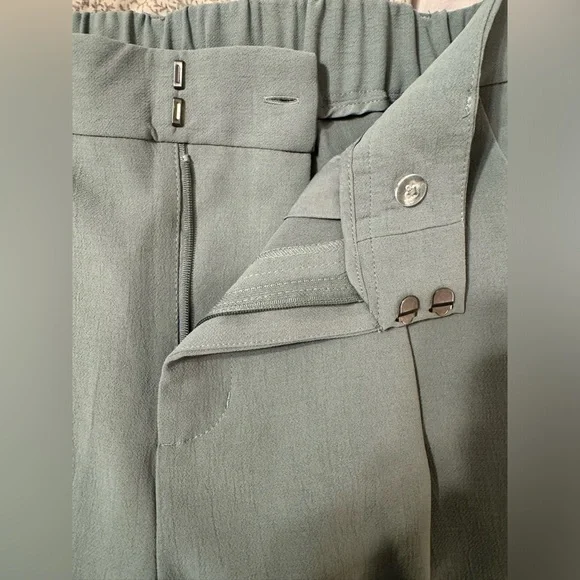 Women's Sage Green Tailored Pants - Picture 5 of 7